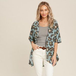 NWT Lightweight Leopard Dolman Cardigan